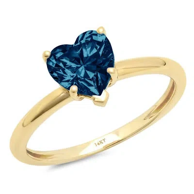 Pre-owned Pucci 1.0 Ct Heart Cut London Blue Topaz Wedding Bridal Promise Ring 14k Yellow Gold In D