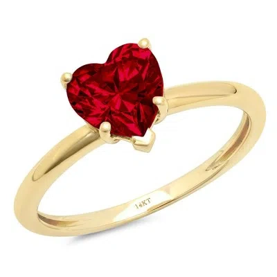 Pre-owned Pucci 1.0 Ct Heart Cut Natural Red Garnet Wedding Bridal Promise Ring 14k Yellow Gold