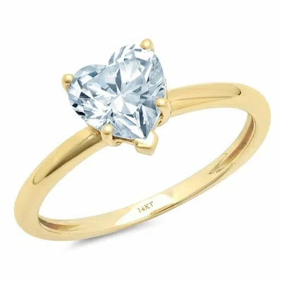 Pre-owned Pucci 1.0 Ct Heart Cut Swiss Topaz Wedding Bridal Promise Ring Solid 14k Yellow Gold In D