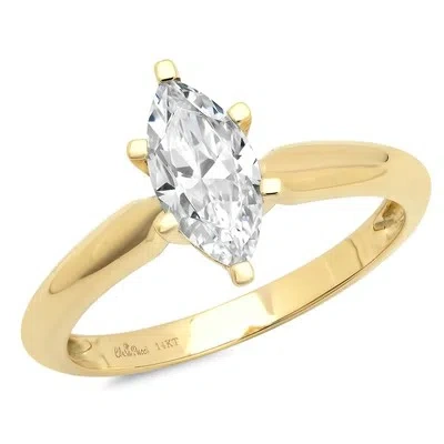 Pre-owned Pucci 1.0ct Marquise Synthetic White Sapphire Wedding Promise Ring 14k Yellow Gold In White/colorless