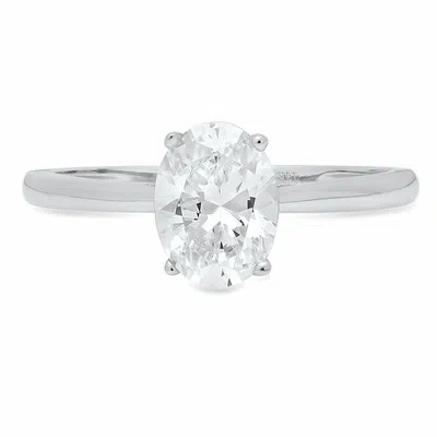 Pre-owned Pucci 1.0 Ct Brilliant Oval Cut Solitaire Engagement Bridal Ring Solid 14k White Gold In White/colorless