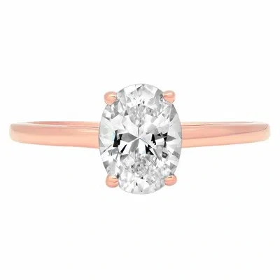 Pre-owned Pucci 1.0 Ct Brilliant Oval Cut Solitaire Engagement Bridal Ring Solid 14k Rose Gold In White/colorless