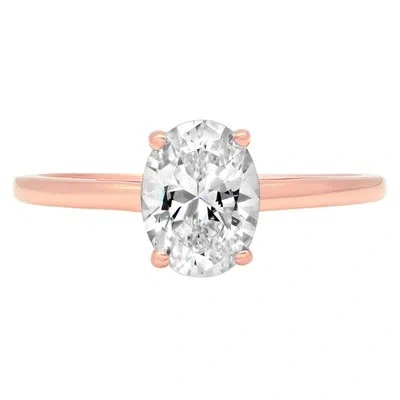 Pre-owned Pucci 1.0ct Oval Cut Synthetic Moissanite Wedding Bridal Promise Ring 14k Rose Gold In White/colorless