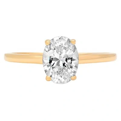 Pre-owned Pucci 1.0 Ct Oval Designer Statement Bridal Classic Ring 14k Yellow Gold Moissanite In White/colorless
