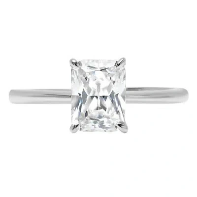 Pre-owned Pucci 1ct Radiant Cut Synthetic Moissanite Wedding Bridal Promise Ring 14k White Gold In White/colorless