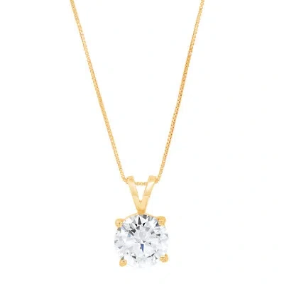 Pre-owned Pucci 1.0 Ct Round Cut Lab Created Moissanite Pendant 16" Chain Box 14k Yellow Gold In D