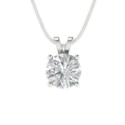 Pre-owned Pucci 1.0 Ct Round Cut Pendant Necklace 18" Chain Box 14k White Gold Simulated Diamond