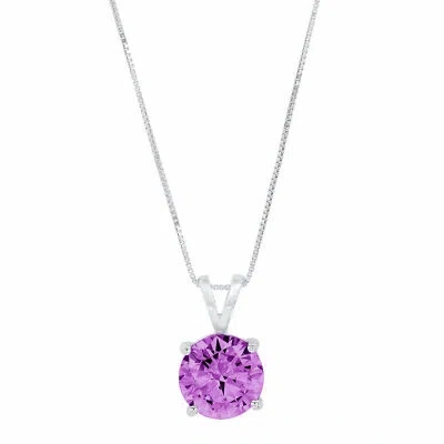 Pre-owned Pucci 1.0 Ct Round Cut Vvs1 Alexandrite Simulated Pendant 18" Chain 14k White Gold In Purple