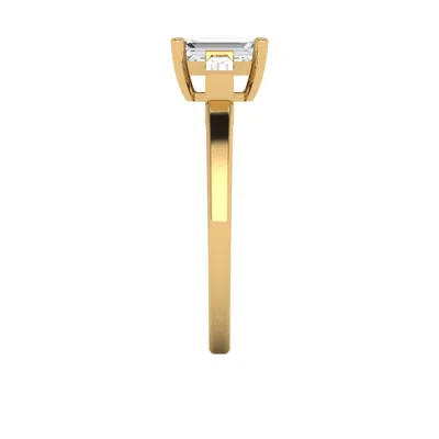 Pre-owned Pucci 1.05ct 3-stone Emerald Baguette Engagement Bridal Wedding Ring 14k Yellow Gold In White/colorless