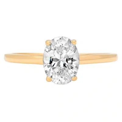Pre-owned Pucci 1.05ct Oval Cut Promise Simulated Engagement Solitaire Ring 14k Yellow Gold In D