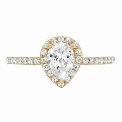 Pre-owned Pucci 1.07ct Pear Cut Solitaire Engagement Wedding Bridal Ring Halo 14k Yellow Gold In White/colorless
