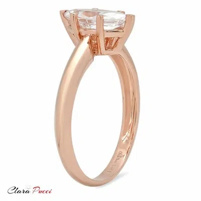 Pre-owned Pucci 1.0ct Marquise Cut Vvs1 Solitaire Engagement Wedding Ring Solid 14k Rose Gold In D
