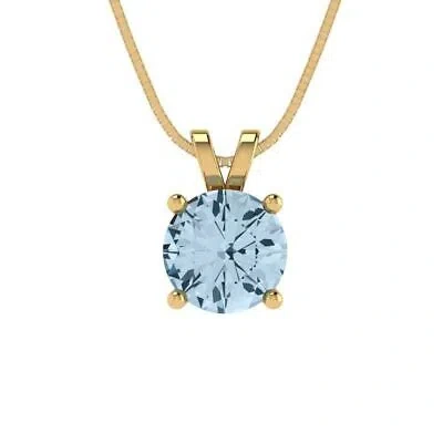 Pre-owned Pucci 1.0ct Round Cut Lab Created Gem Pendant Necklace 18" Chain Box 14k Yellow Gold