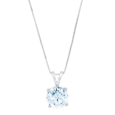 Pre-owned Pucci 1.0ct Round Cut Natural Aquamarine Pendant Necklace 18" Chain Box 14k White Gold In D
