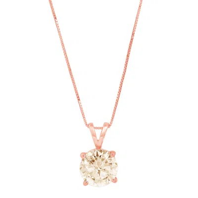Pre-owned Pucci 1.0ct Round Cut Natural Morganite Pendant Necklace 16" Chain 14k Pink Rose Gold