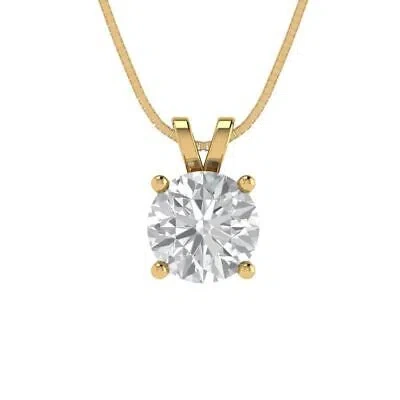 Pre-owned Pucci 1.0ct Round Cut Pendant Necklace 16" Chain Box 14k Yellow Gold Simulated Diamond