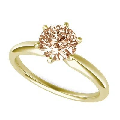 Pre-owned Pucci 1ct Round Cut Simulated Brown Diamond Stone Wedding Promise Ring 14k Yellow Gold
