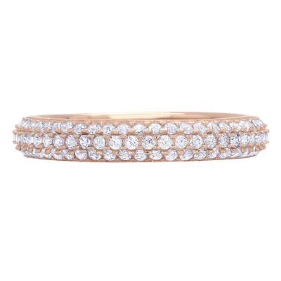 Pre-owned Pucci 1.1 Round Cut Pave Set Wedding Simulated Bridal Engagement Band 14k Rose Gold In White/colorless