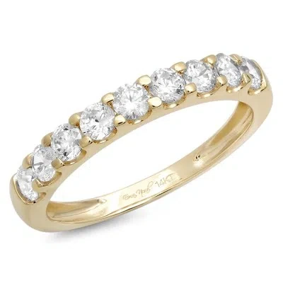 Pre-owned Pucci 1.1ct Round Simulated Diamond Stackable Petite Anniversary Band 14k Yellow Gold In White/colorless