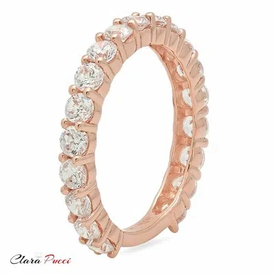Pre-owned Pucci 1.20 Ct Pave Set Wedding Engagement Band Ring Solid Real 14kt Rose Gold Usa In D