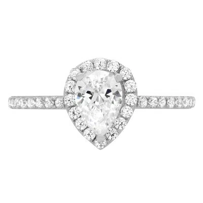 Pre-owned Pucci 1.22ct Pear Synthetic Moissanite Promise Wedding Designer Ring 14k White Gold In White/colorless