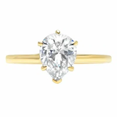 Pre-owned Pucci 1.25 Ct Pear Cut Solitaire Engagement Promise Wedding Ring Solid 14k Yellow Gold In White/colorless