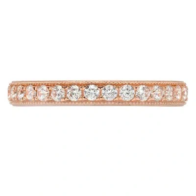 Pre-owned Pucci 1.2ct Round Simulated Diamond Anniversary Promise Eternity Band 14k Rose Gold In White/colorless