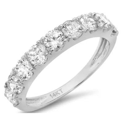 Pre-owned Pucci 1.2ct Round Simulated Diamond Stackable Petite Anniversary Band 14k White Gold In White/colorless