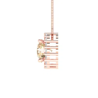 Pre-owned Pucci 1.3 Round Cut Halo Natural Morganite Pendant Necklace 16" Chain 14k Pink Gold