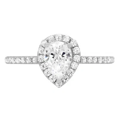 Pre-owned Pucci 1.32ct Pear Vvs1 Simulated Diamond Halo Promise Engagement Ring 14k White Gold In White/colorless