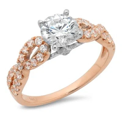 Pre-owned Pucci 1.35 Ct Round Cut White Sapphire Promise Bridal Wedding Ring 14k Rose White Gold In White/colorless