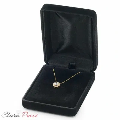 Pre-owned Pucci 1.35ct Round Cut 14k Yellow Gold Lab Created Zircon Pendant + 16" Chain In D