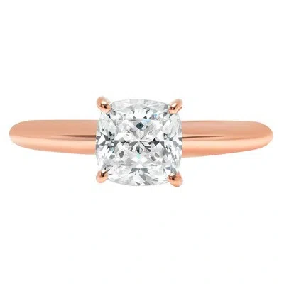 Pre-owned Pucci 1.3ct Cushion Simulated Diamond Solitaire Statement Promise Ring 14k Rose Gold