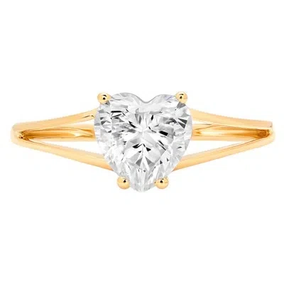 Pre-owned Pucci 1.3ct Heart Cut Promise Simulated Engagement Solitaire Ring 14k Yellow Gold In D