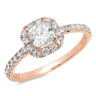 Pre-owned Pucci 1.3ct Princess Simulated Diamond Halo Engagement Anniversary Ring 14k Rose Gold
