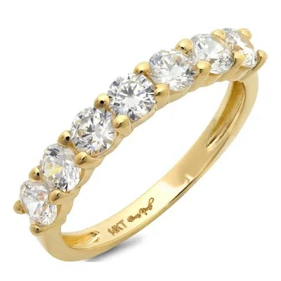 Pre-owned Pucci 1.3ct Round Simulated Diamond Stackable Petite Anniversary Band 14k Yellow Gold In White/colorless