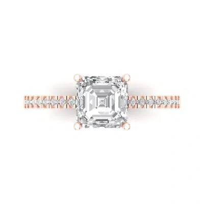 Pre-owned Pucci 1.46ct Asscher Round Cut Simulated Engagement Accent Ring 14k Rose Solid Gold In D