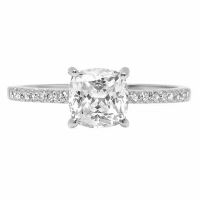 Pre-owned Pucci 1.46ct Cushion Round Simulated Diamond Engagement Accent Ring 14k White Gold