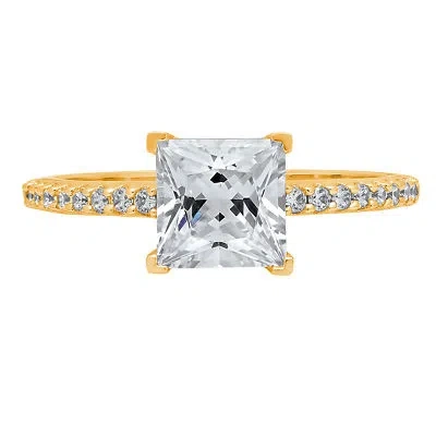 Pre-owned Pucci 1.46ct Princess Cut Simulated Engagement Accent Solitaire Ring 14k Yellow Gold In White/colorless