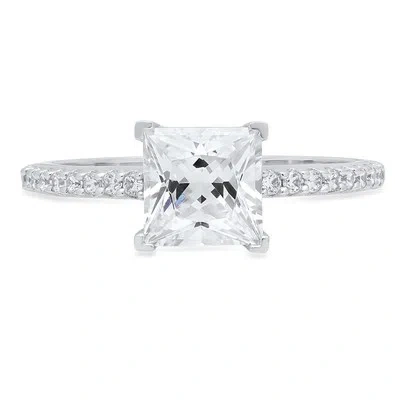 Pre-owned Pucci 1.46ct Princess Simulated Engagement Wedding Promise Ring 14k White Solid Gold