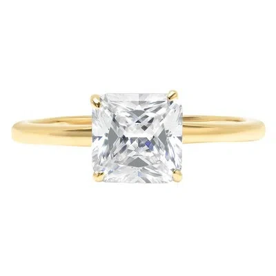 Pre-owned Pucci 1.4ct Asscher Simulated Diamond Solitaire Statement Promise Ring 14k Yellow Gold