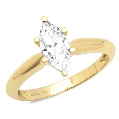 Pre-owned Pucci 1.4ct Marquise Simulated Diamond Classic Statement Promise Ring 14k Yellow Gold