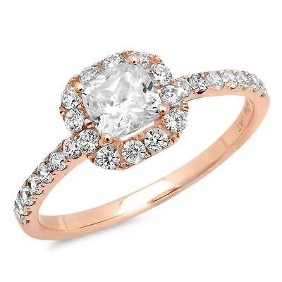 Pre-owned Pucci 1.4ct Princess Cut Moissanite Promise Bridal Wedding Designer Ring 14k Rose Gold In White/colorless