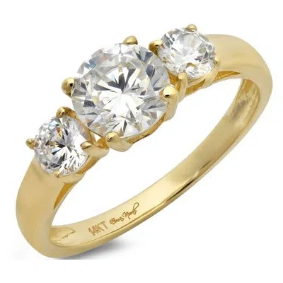 Pre-owned Pucci 1.4ct Round Simulated Diamond 3 Stone Engagement Wedding Ring 14k Yellow Gold
