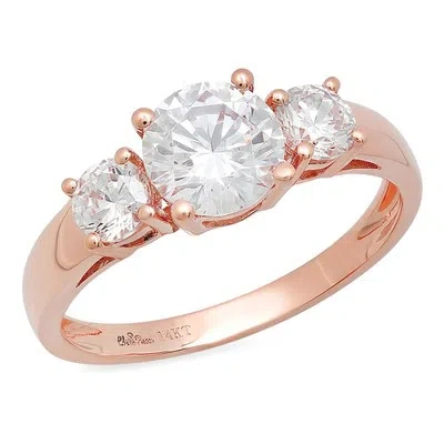 Pre-owned Pucci 1.4ct Round Simulated Diamond 3 Stone Engagement Anniversary Ring 14k Rose Gold