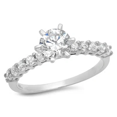 Pre-owned Pucci 1.4ct Round Simulated Diamond Wedding Engagement Anniversary Ring 14k White Gold In White/colorless