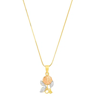 Pre-owned Pucci 14k Gold Dainty Leaf Rose Flower Heart Celtic Sweet 15th Charm Pendant Chain In Pink