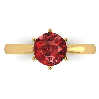 Pre-owned Pucci 1.5 Round Real Red Garnet Designer Statement Bridal Classic Ring 14k Yellow Gold