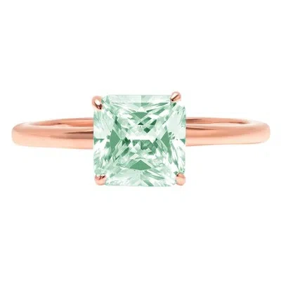 Pre-owned Pucci 1.50ct Asscher Sea Green Simulated Diamond Wedding Promise Ring 14k Rose Gold In Simulated Light