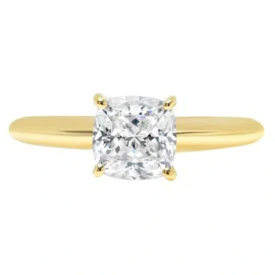 Pre-owned Pucci 1.50ct Cushion Synthetic Moissanite Wedding Bridal Promise Ring 14k Yellow Gold In White/colorless